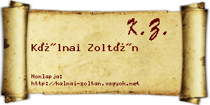 Kálnai Zoltán névjegykártya